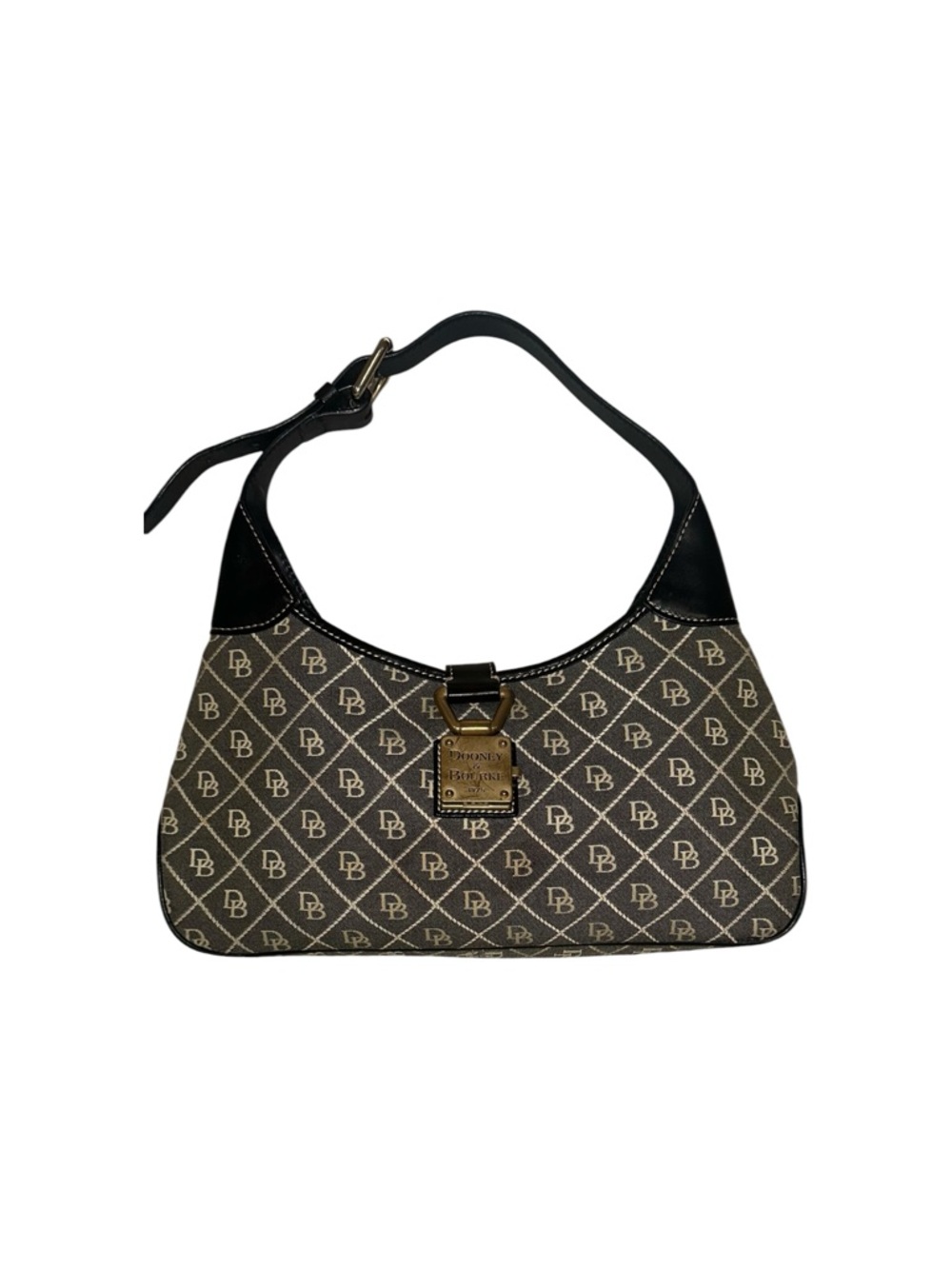 Dooney & Bourke Brown Monogram Shoulder Bag with Black Trim